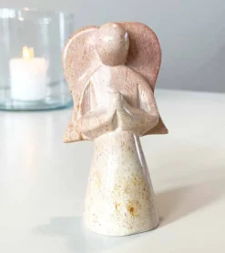 Bedende engel, 10 cm, Fedtsten