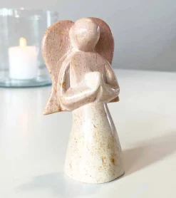 Bedende engel, 10 cm, Fedtsten