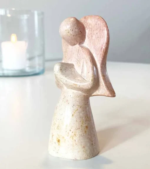 Bedende engel, 10 cm, Fedtsten