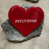 BEDSTEFAR, Rødt Glashjerte På Granitsten