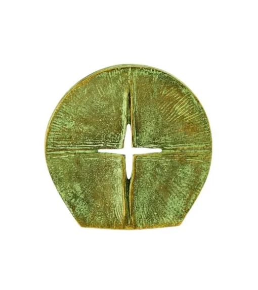 Bronzeskulptur, Mørk bronzeplade med Kors-silhuet, stående