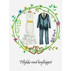 Bryllupskort m. kuvert, A6 Dobbeltkort