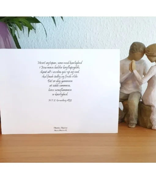 Bryllupstelegram, Brudepar foran kirke, A5 dobbeltkort m. kuvert
