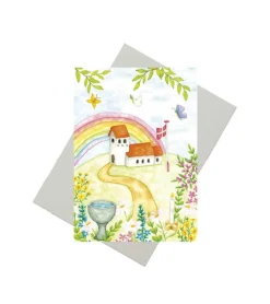 Dåbskort med kirke, A6 Dobbeltkort