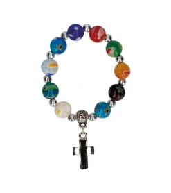 10er Rosenbånd m. Millefiori perler