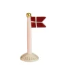 Fødselsdagsflag, lyserød med prikker, 14 cm