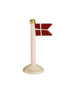 Fødselsdagsflag, lyserød med prikker, 14 cm