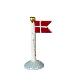 Fødselsdagsflag, tillykke – hvid, 14 cm