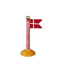 Fødselsdagsflag, tillykke – rosa, 14 cm