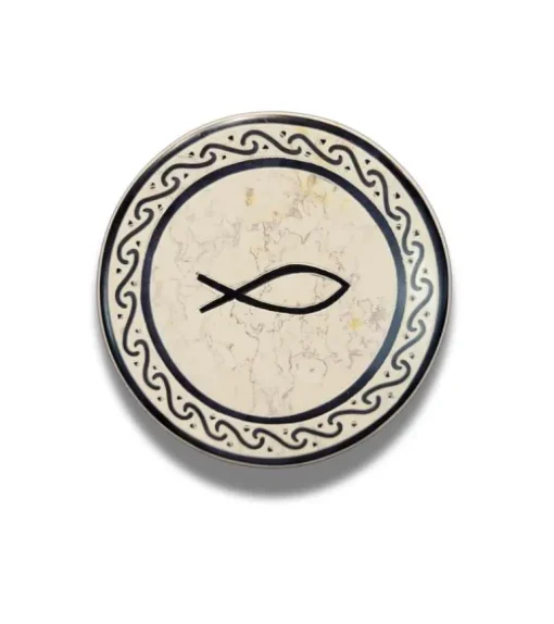 Fedtsten, Rund æske med låg, ICHTHYS