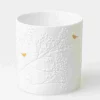 Fyrfadsstage, Hvidt porcelæn med guldfugl