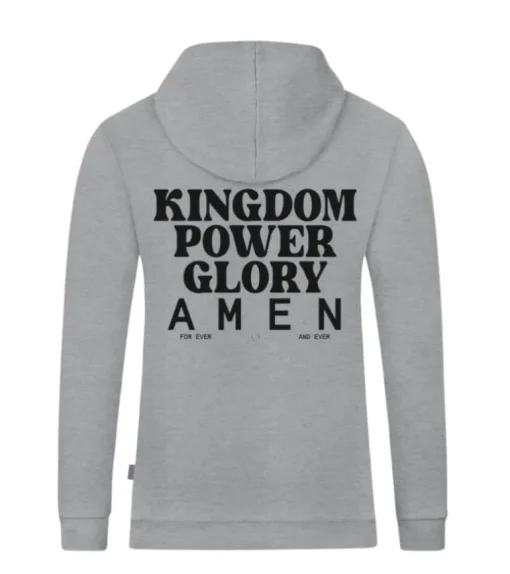 Hoodie: Kingdom Power Glory, Grå
