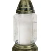 Hvidt sekskantet glas gravlys, 60 timer