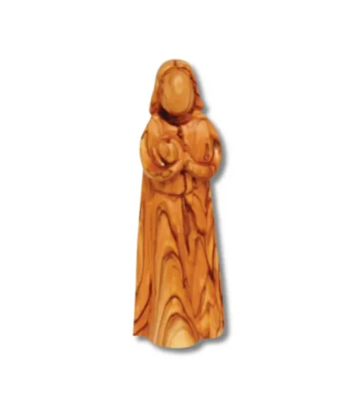 Jesus med hjerte i oliventræ, 16 cm