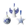 Juleophæng m. blomster motiv, Sæt med 3, Porcelæn