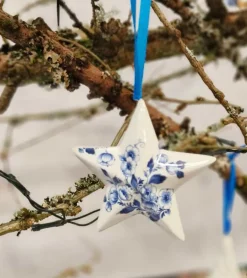 Juleophæng m. blomster motiv, Sæt med 3, Porcelæn