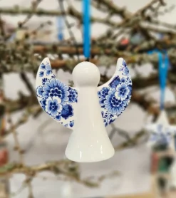 Juleophæng m. blomster motiv, Sæt med 3, Porcelæn