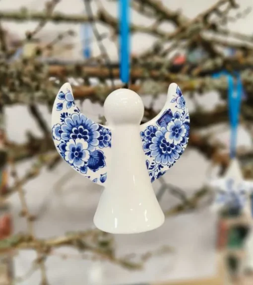 Juleophæng m. blomster motiv, Sæt med 3, Porcelæn