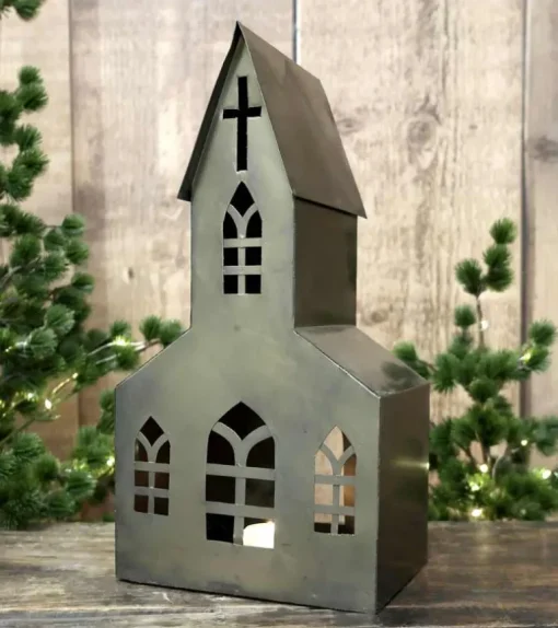 Kirke i metal, 35 cm