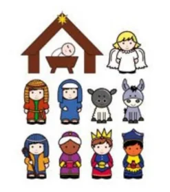 Køleskabsmagneter med julekrybbe