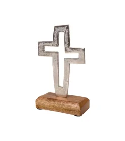 Kors i aluminium på træfod, Lille