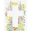 Kort m. kors og blomster m. kuvert, A6 Dobbeltkort