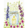 Kort m. lys og blomster m. kuvert, A6 Dobbeltkort