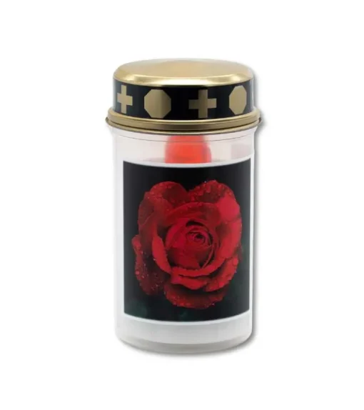 LED Gravlys med rose, incl batteri, 100-150 dage