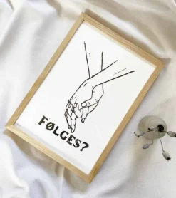 Linoleumstryk: Følges?, A4 Plakat, Sort