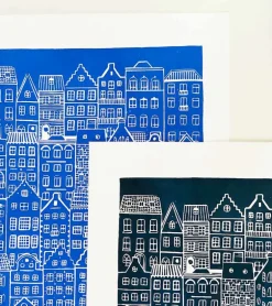 Linoleumstryk: I min faders hus er der mange boliger, A3 Plakat, Blå