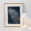 Linoleumstryk: Morgenrødens vinger, A3 Plakat, Mørkeblå