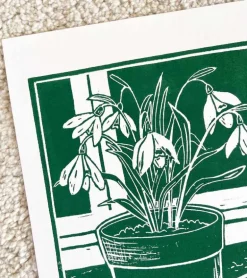 Linoleumstryk: Spiretid, A4 Plakat, Mørkgrøn