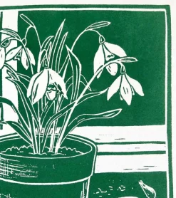 Linoleumstryk: Spiretid, A4 Plakat, Mørkgrøn