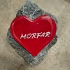 MORFAR, Rødt Glashjerte På Granitsten