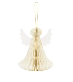 Papir honeycomb engel, ivory, 24 cm