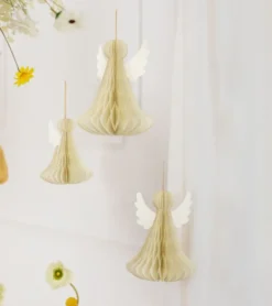 Papir honeycomb engel, ivory, 24 cm