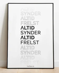 PLAKAT: Altid synder, altid frelst -Hvid, A4