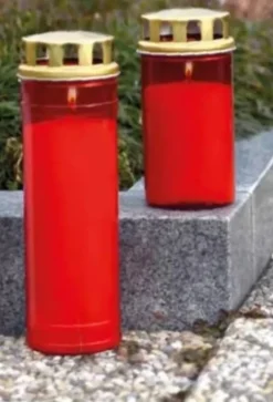Rødt Gravlys med dobbelt termolåg, 4 dage