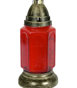 Rødt sekskantet glas gravlys, 60 timer