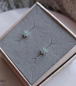 Ørestikker – Stjerne med klare zirkonia, sølv