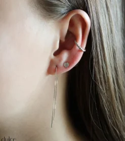 Ørestikker med rillede hjerter – sølv, mini