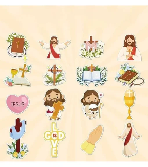 16 stk klistermærker med Jesus