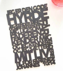 Træskilt, Bibelvers, Den gode hyrde, Sort MDF