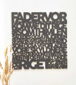 Træskilt, Bibelvers, Fadervor, Sort MDF, Stor