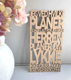 Træskilt, Bibelvers: Jeg ved hvilke planer, Eg