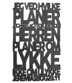 Træskilt, Bibelvers: Jeg ved hvilke planer, Sort MDF