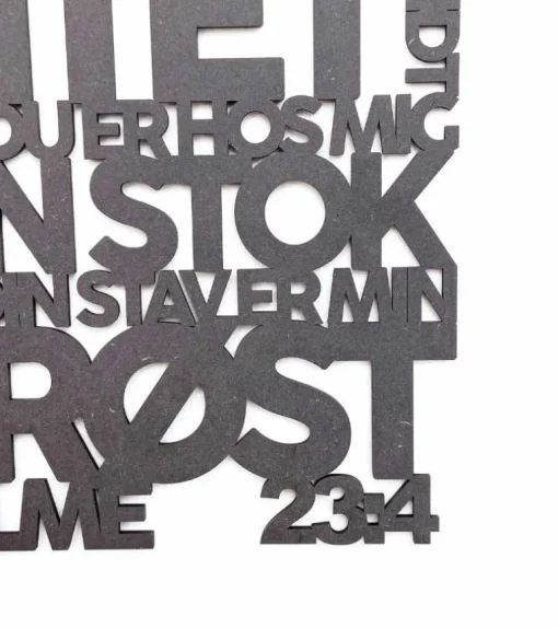 Træskilt, Bibelvers: Salme 23, Sort MDF