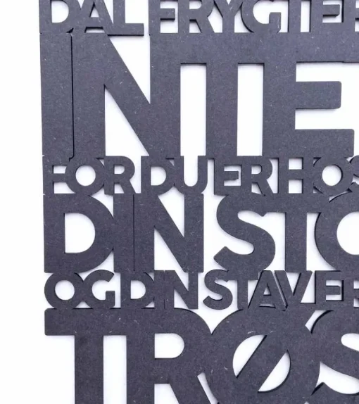 Træskilt, Bibelvers: Salme 23, Sort MDF