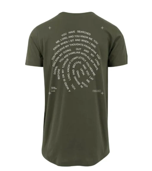 T-shirt: Known & Loved, Psalm 139, Olivegreen