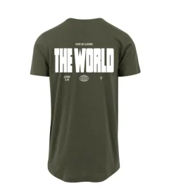 T-shirt: The World, John 3 16, Olivegreen